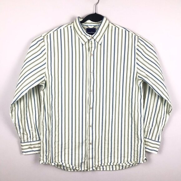 Tommy Bahama Cotton Silk Button Up Long Sleeve Shirt Multicolor Stripe - Picture 1 of 9